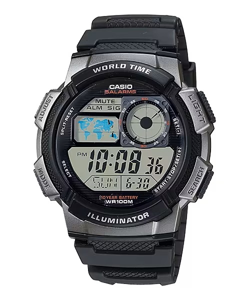 CASIO SPORT Mod. DIVER - WORLD TIME ILLUMINATOR 5 ALARMS, 10 YEARS BATTERY - GREY