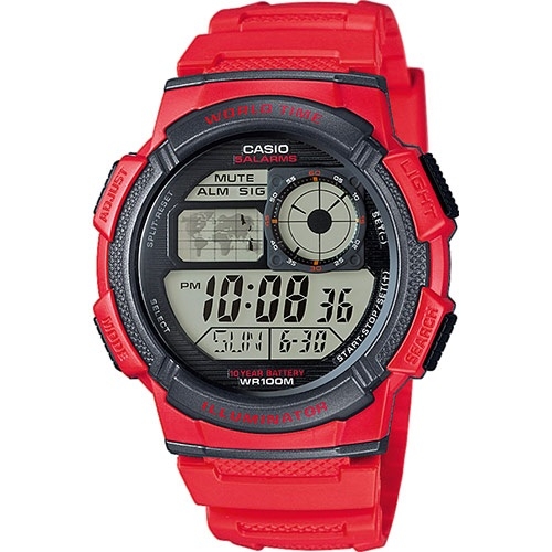 CASIO SPORT Mod. DIVER - WORLD TIME ILLUMINATOR 5 ALARMS, 10 YEARS BATTERY - RED