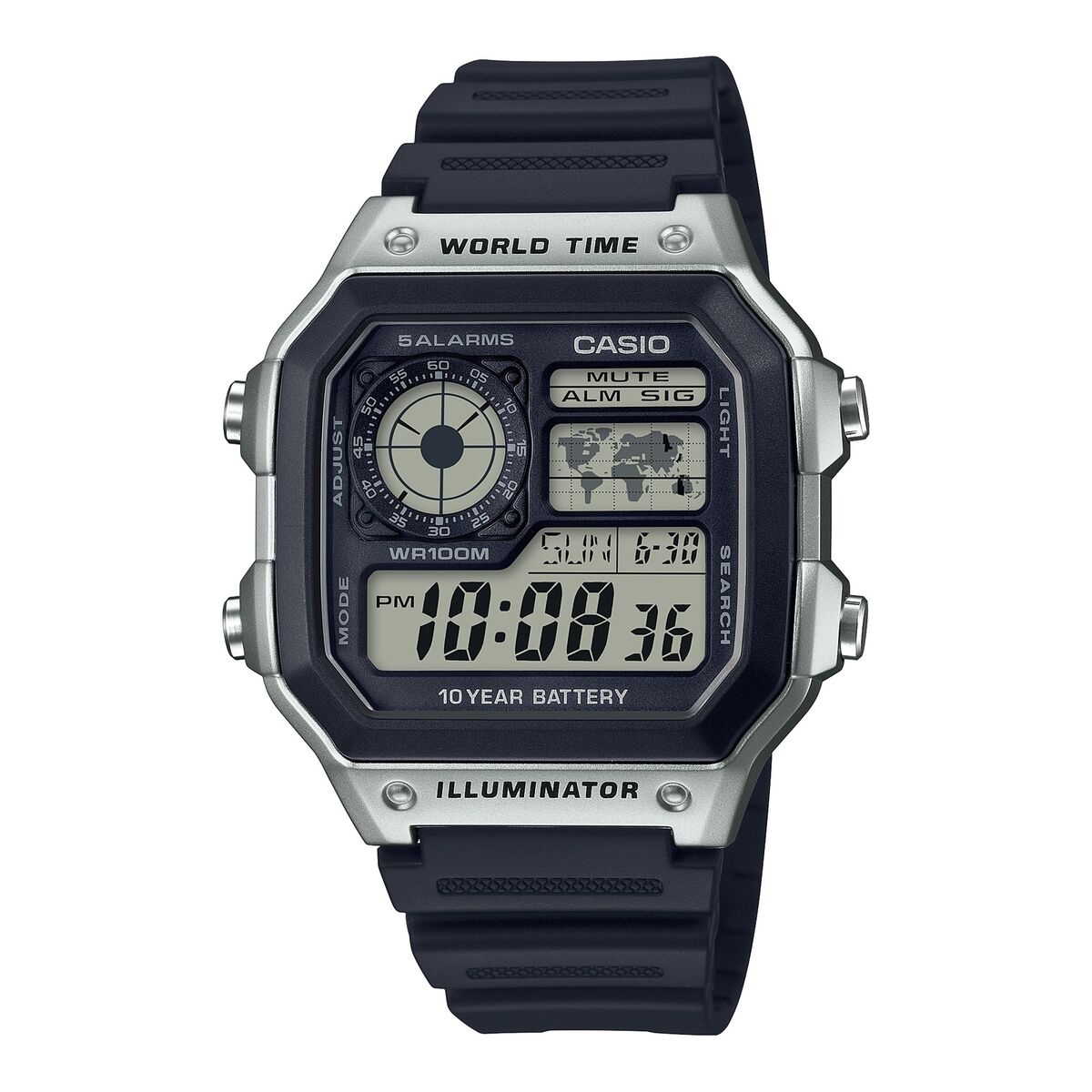 CASIO SPORT Mod. DIVER - WORLD TIME ILLUMINATOR 5 ALARMS - FUTURE CLASSIC COLLECTION - BLACK SILVER
