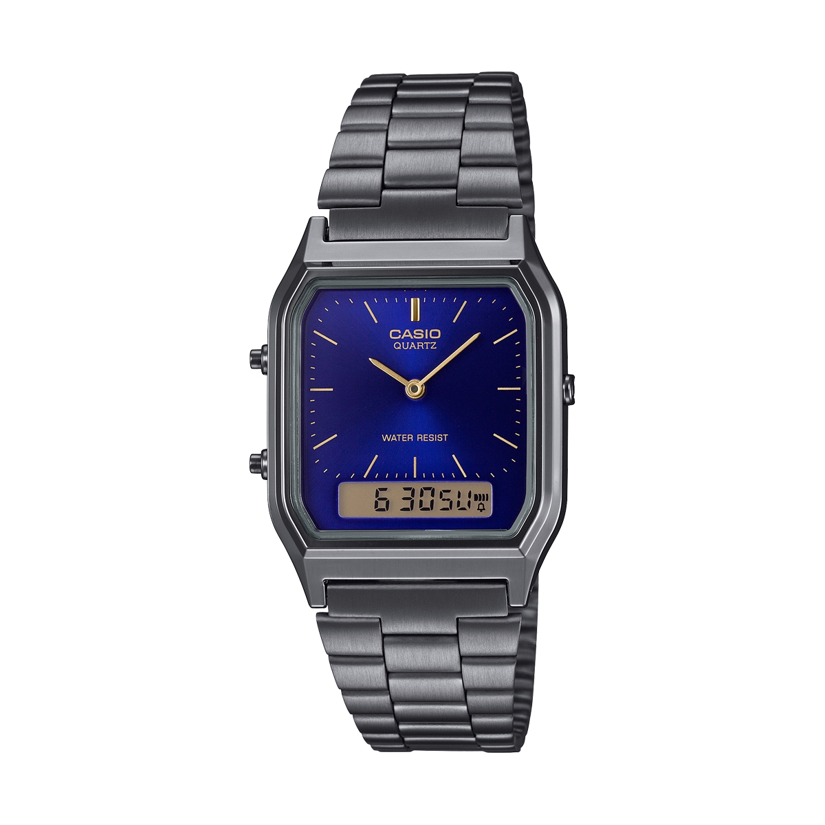CASIO VINTAGE Mod. EDGY COLLECTION SUNRAY DIAL - GUN METAL NIGHT BLUE