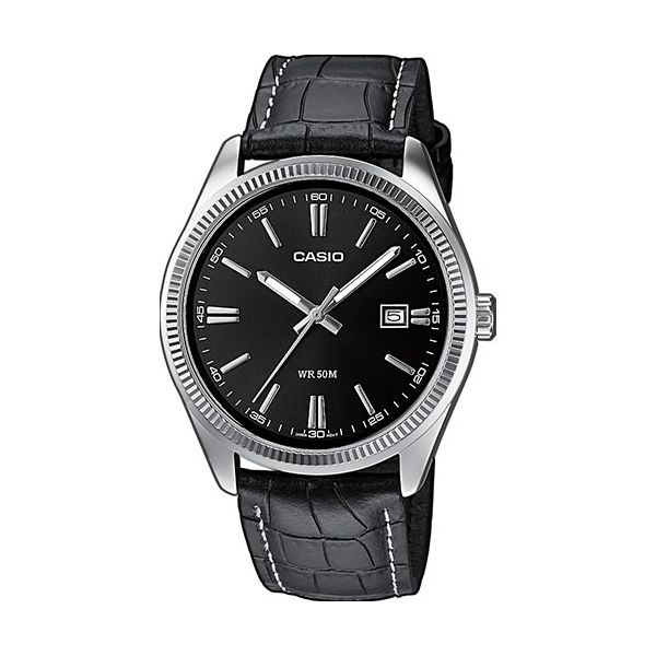 CASIO COLLECTION Mod. DATE, LEATHER - BLACK