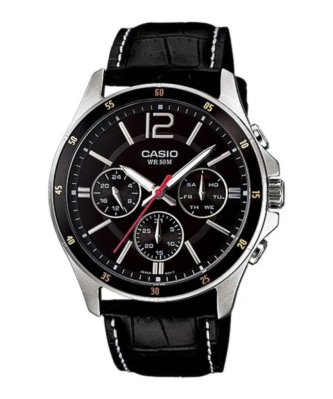 CASIO COLLECTION Mod. MULTIFUNCTION CALENDAR, LEATHER - BLACK