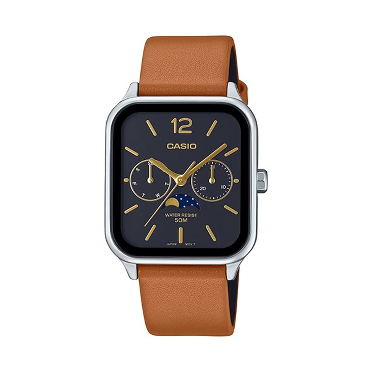 CASIO COLLECTION Mod. MOONPHASES LEATHER - BLACK