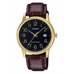 CASIO COLLECTION Mod. DATE GOLD, LEATHER - BLACK