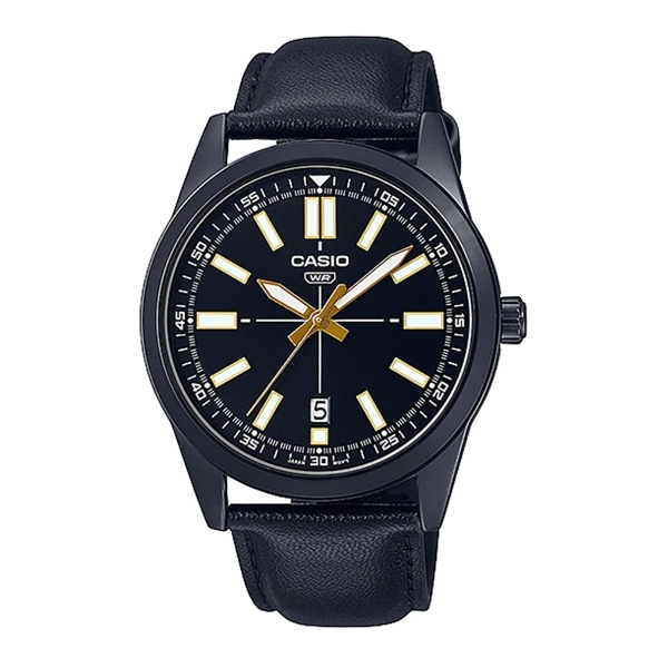 CASIO COLLECTION Mod. CASUAL DATE - LEATHER, FULL BLACK