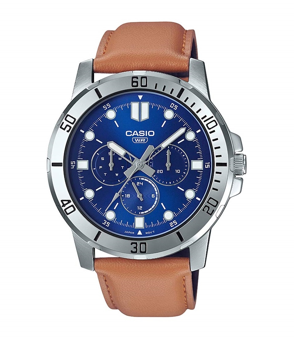 CASIO COLLECTION Mod. DIVER MULTIFUCTION, LEATHER - BLUE
