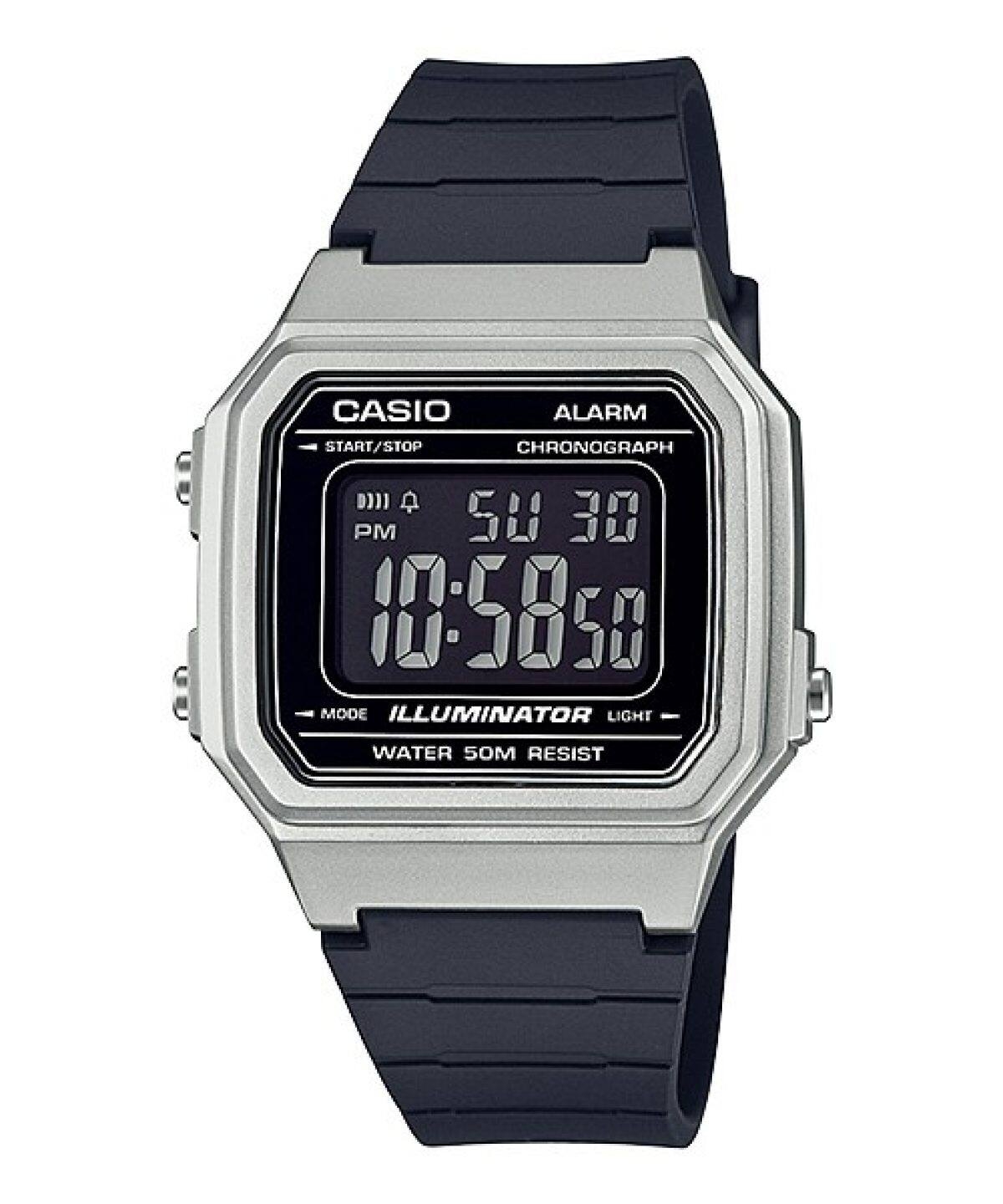 CASIO TIMELESS COLLECTION Mod. SPORT ILLUMINATOR WR 50M, ALARM, CHRONOGRAPH - SILVER - METAL SERIE