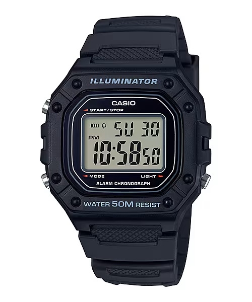 ​CASIO TIMELESS COLLECTION Mod. SPORT ILLUMINATOR WR 50M, ALARM, CHRONOGRAPH - BLACK