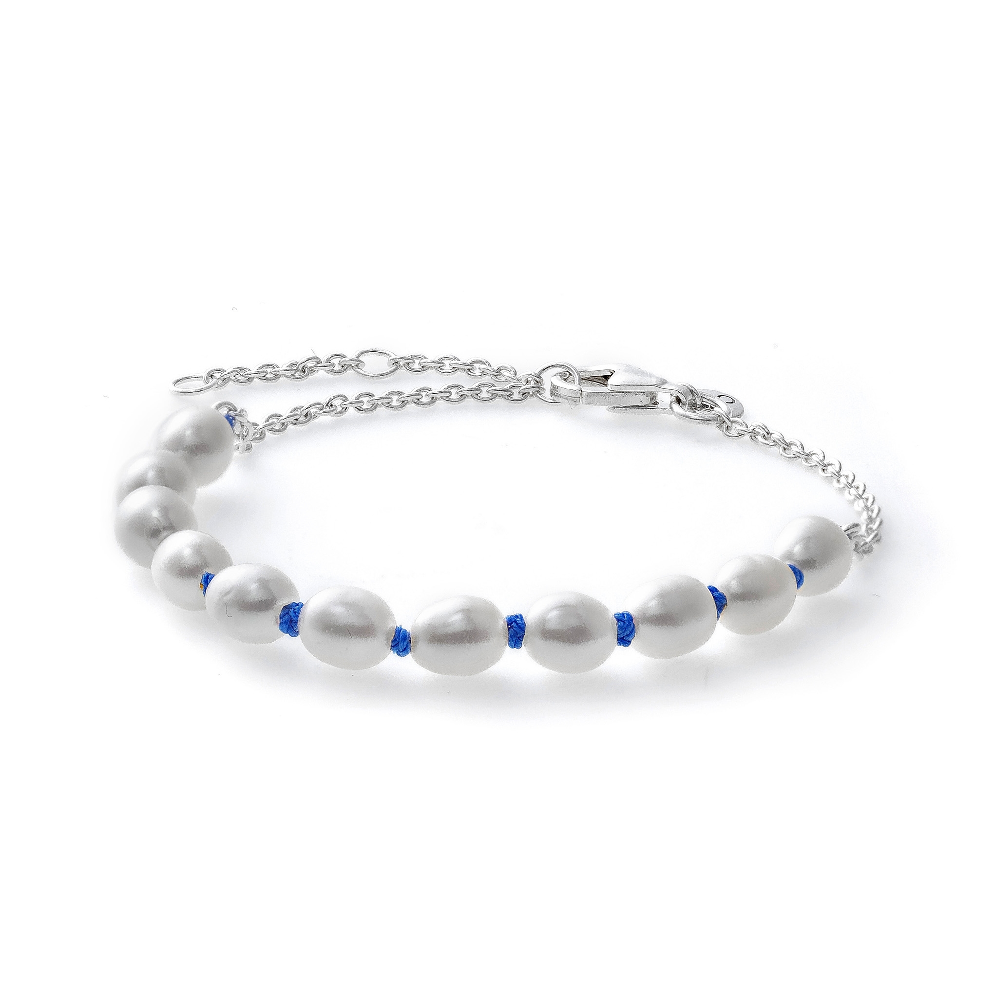PANDORA JEWELS Mod. TREATED FRESHWATER CULTURED PEARL BLUE CORD - Size 16 ***SPECIAL PRICE***