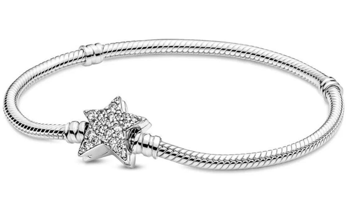 PANDORA Mod. MOMENTS ASYMMETRIC STAR CLASP SNAKE CHAIN BRACELET